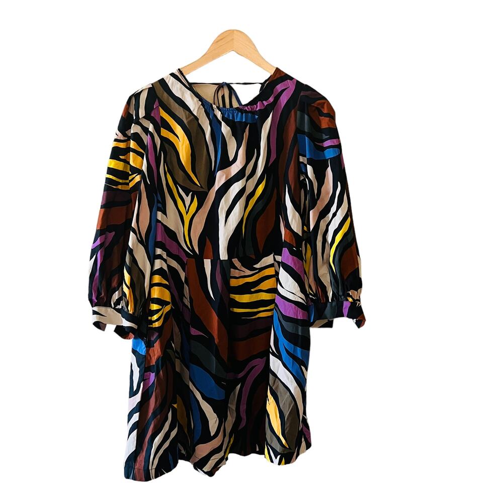 Who What Wear Puff Sleeve Dress Size L Large Multicolored - Picture 2 of 11